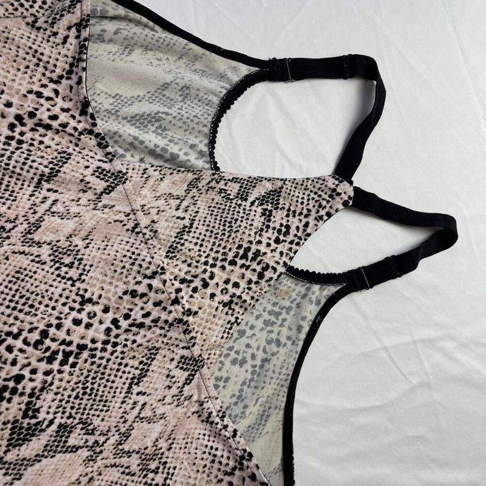 Y2K black and beige snake print muumuu dress with adjustable straps womens large